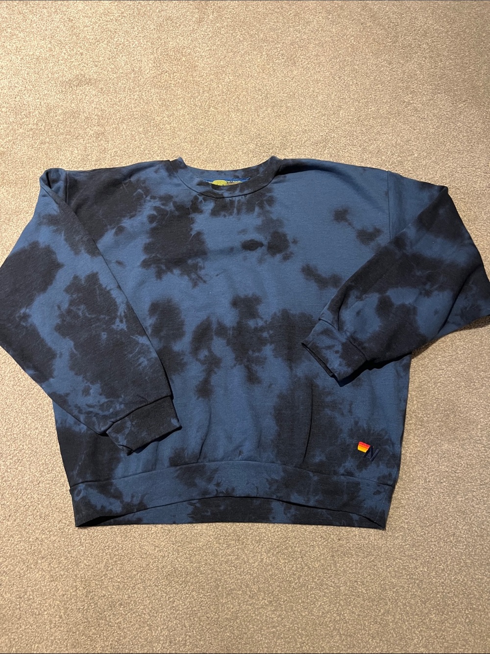 Aviator Nation Navy & Black Tie-Dye Crew Sweatshirt